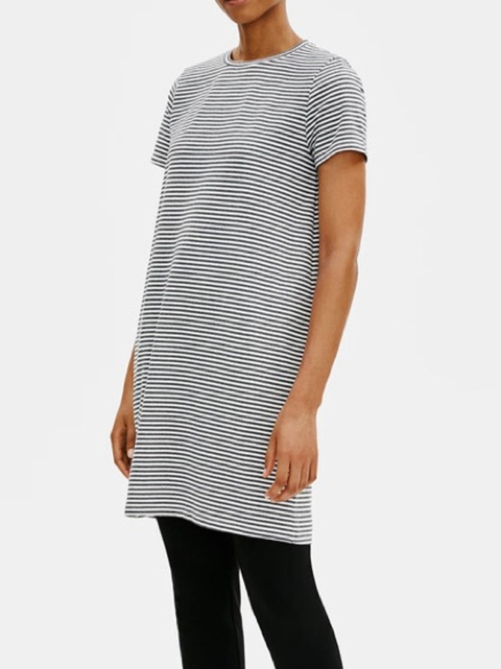 eileen fisher Organic Cotton Jersey Striped Tee Dress Petite small with stretch